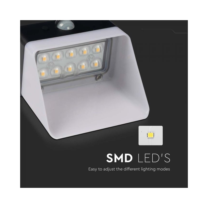 LED Saules enerģijas sienas lampa ar sensoru LED/2W/3,7V 4000K IP65