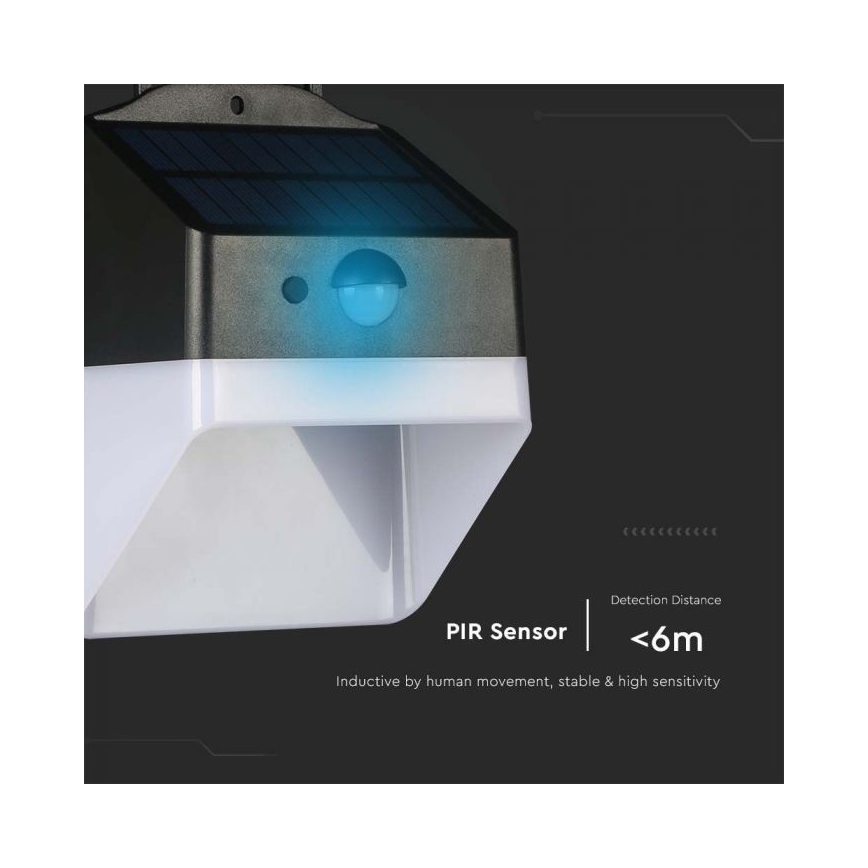 LED Saules enerģijas sienas lampa ar sensoru LED/2W/3,7V 4000K IP65