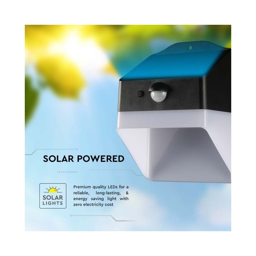 LED Saules enerģijas sienas lampa ar sensoru LED/2W/3,7V 4000K IP65
