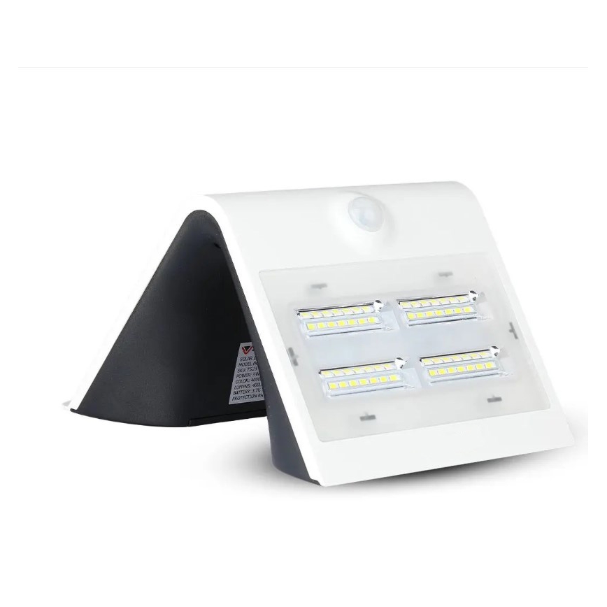 LED Saules enerģijas sienas lampa ar sensoru LED/3W/3,7V 3000/4000K IP65 2000 mAh balta