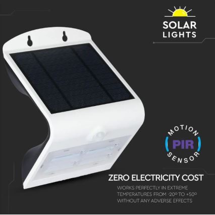 LED Saules enerģijas sienas lampa ar sensoru LED/3W/3,7V 3000/4000K IP65 2000 mAh balta