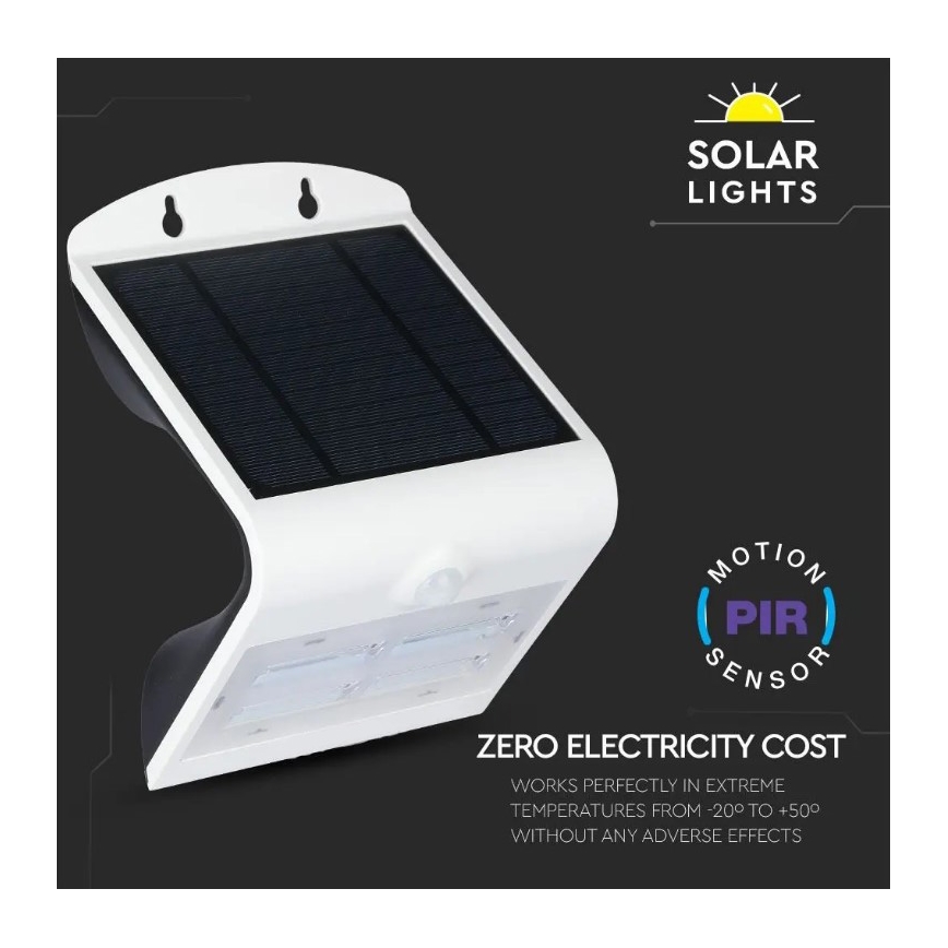 LED Saules enerģijas sienas lampa ar sensoru LED/3W/3,7V 3000/4000K IP65 2000 mAh balta