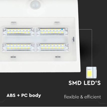 LED Saules enerģijas sienas lampa ar sensoru LED/3W/3,7V 3000/4000K IP65 2000 mAh balta