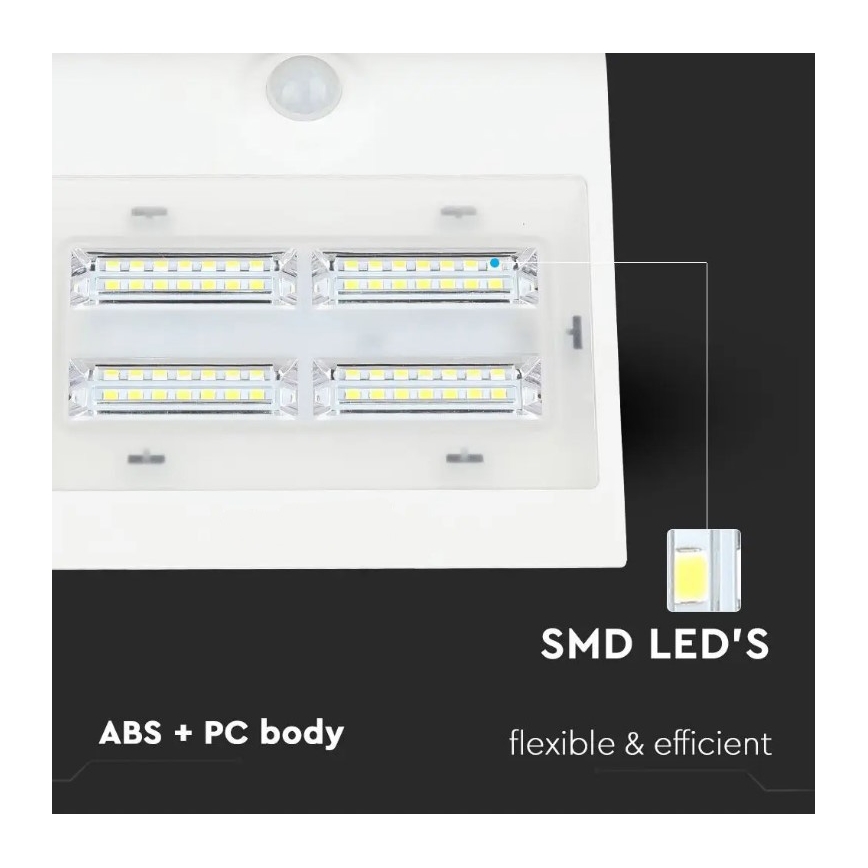 LED Saules enerģijas sienas lampa ar sensoru LED/3W/3,7V 3000/4000K IP65 2000 mAh balta