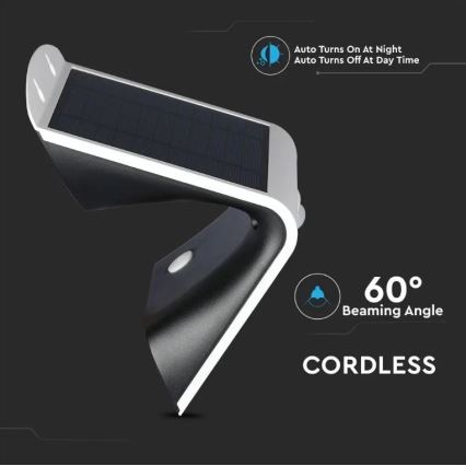 LED Saules enerģijas sienas lampa ar sensoru LED/3W/3,7V 3000/4000K IP65 2000 mAh balta