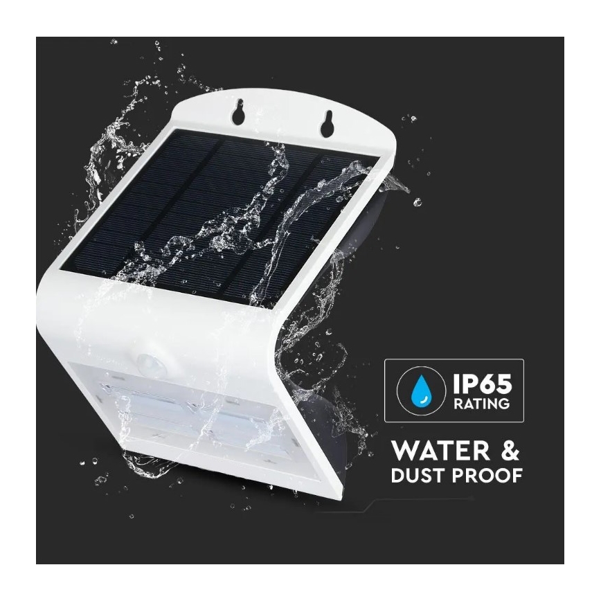 LED Saules enerģijas sienas lampa ar sensoru LED/3W/3,7V 3000/4000K IP65 2000 mAh balta