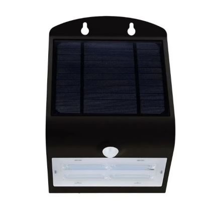 LED Saules enerģijas sienas lampa ar sensoru LED/3W/3,7V 3000/4000K IP65 melna