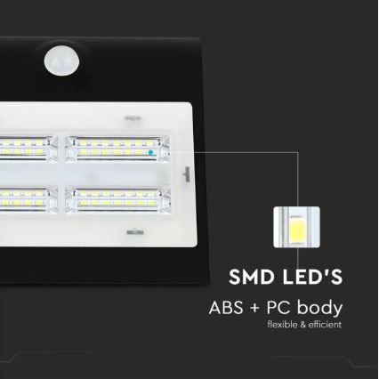 LED Saules enerģijas sienas lampa ar sensoru LED/3W/3,7V 3000/4000K IP65 melna