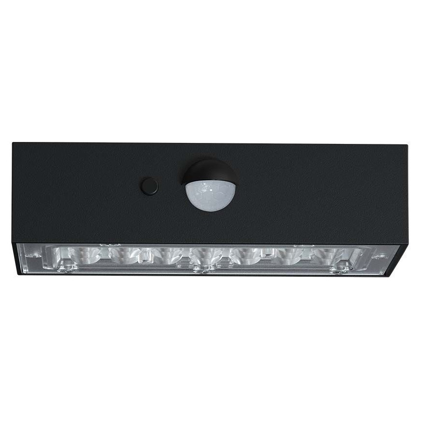 LED Saules enerģijas sienas lampa ar sensoru LED/3W/3,7V 3000K/4000K IP65 melna