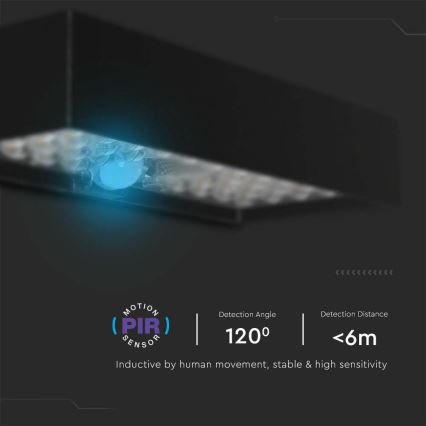 LED Saules enerģijas sienas lampa ar sensoru LED/6W/3,7V IP65 4000K 3000 mAh melna