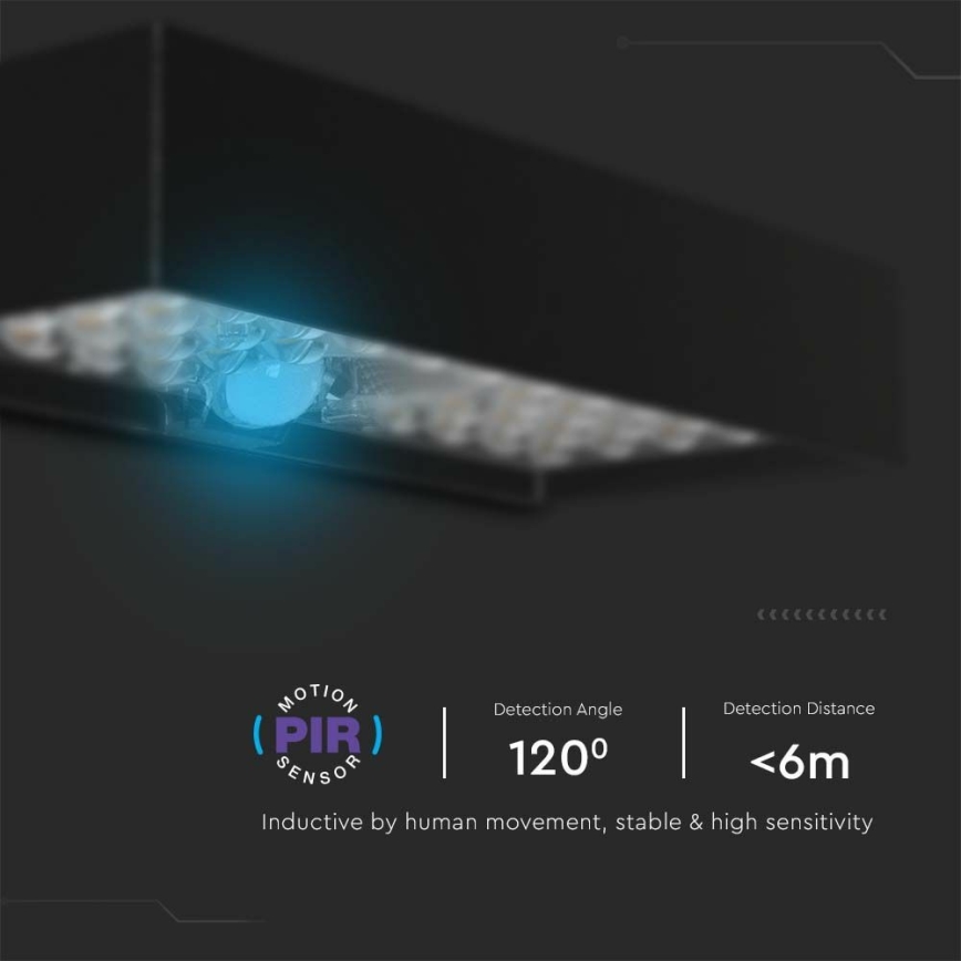 LED Saules enerģijas sienas lampa ar sensoru LED/6W/3,7V IP65 4000K 3000 mAh melna