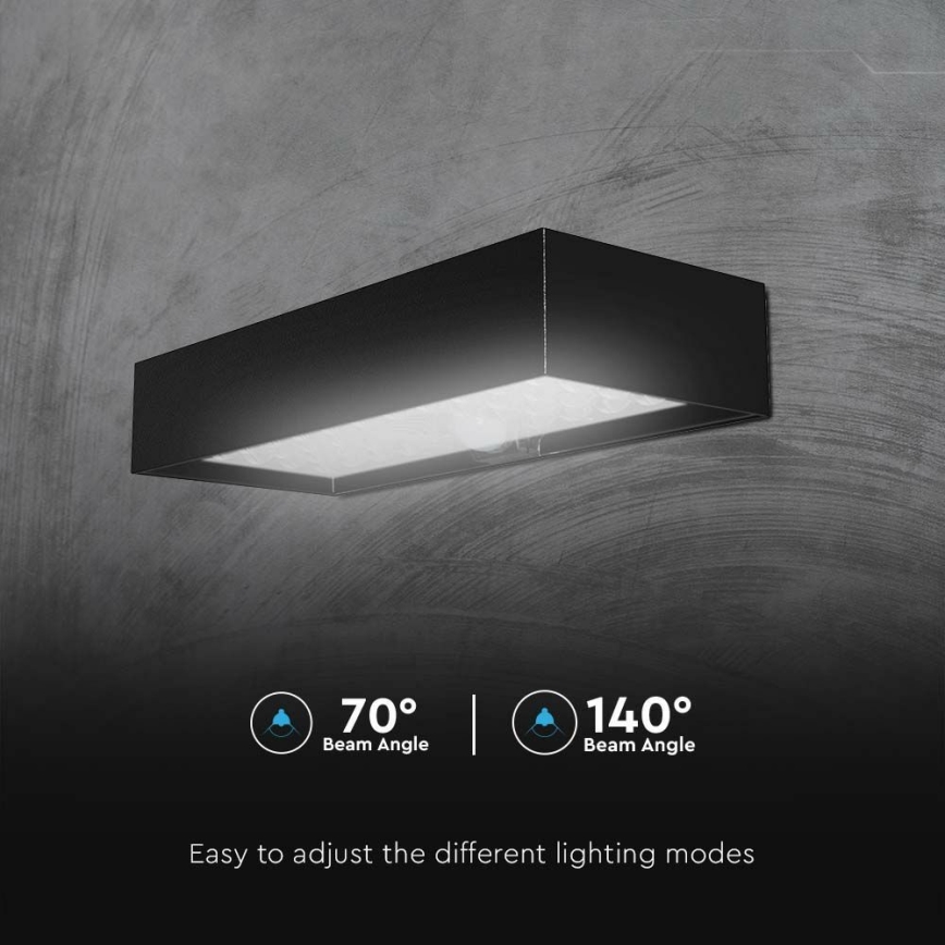 LED Saules enerģijas sienas lampa ar sensoru LED/6W/3,7V IP65 4000K 3000 mAh melna