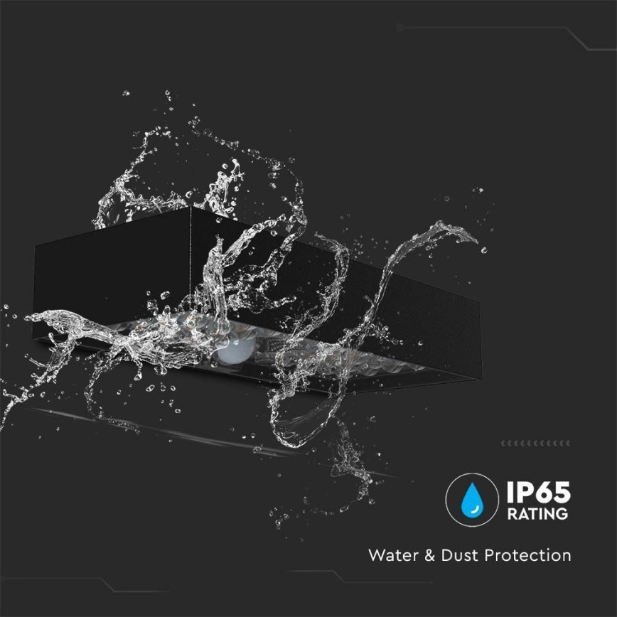 LED Saules enerģijas sienas lampa ar sensoru LED/6W/3,7V IP65 4000K 3000 mAh melna