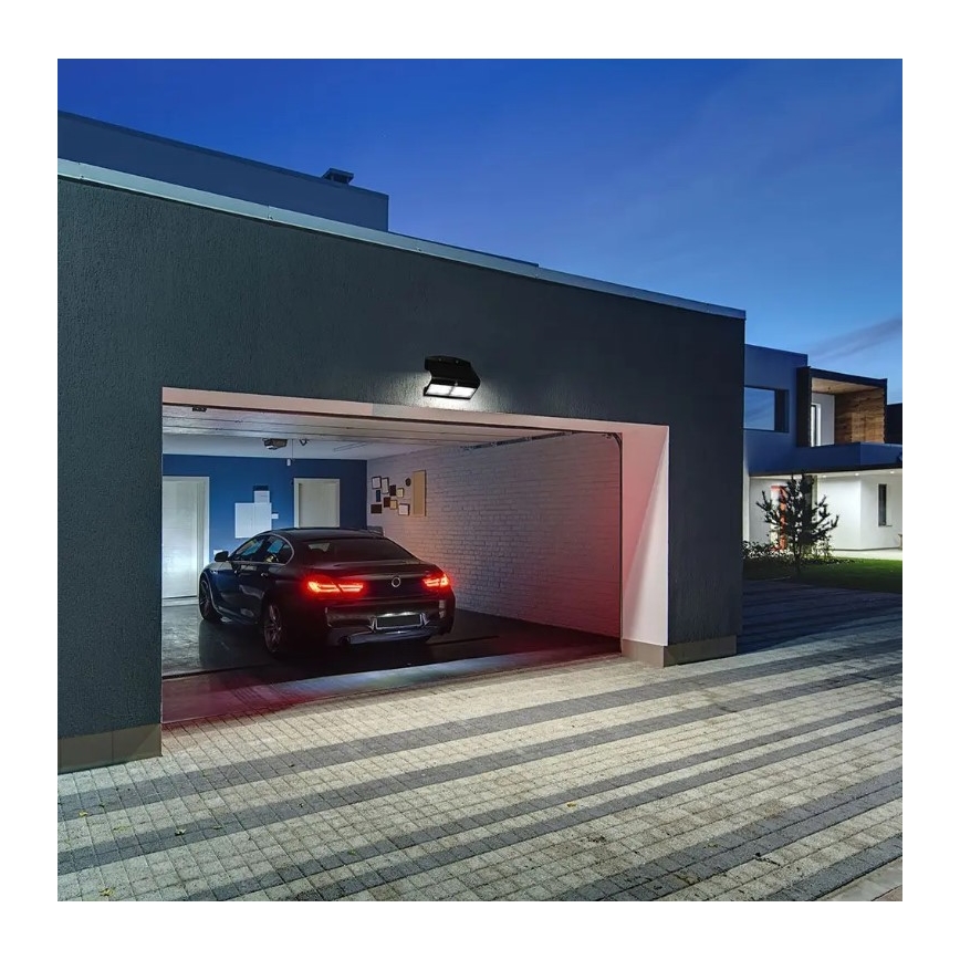 LED Saules enerģijas sienas lampa ar sensoru LED/7W/3,7V 4000K IP65 melna