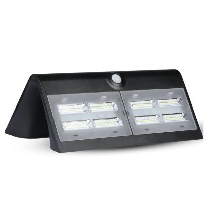 LED Saules enerģijas sienas lampa ar sensoru LED/7W/3,7V 4000K IP65 melna