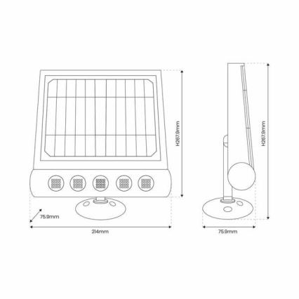 LED Saules enerģijas sienas lampa ar sensoru LED/8W/3,7V 4000 mAh 4000K IP65