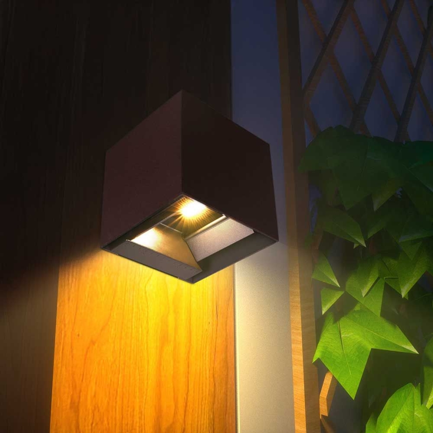 LED Saules enerģijas sienas lampa ar sensoru LED/9W/3,7V 3000/4000/5000K 2600 mAh IP65 brūna