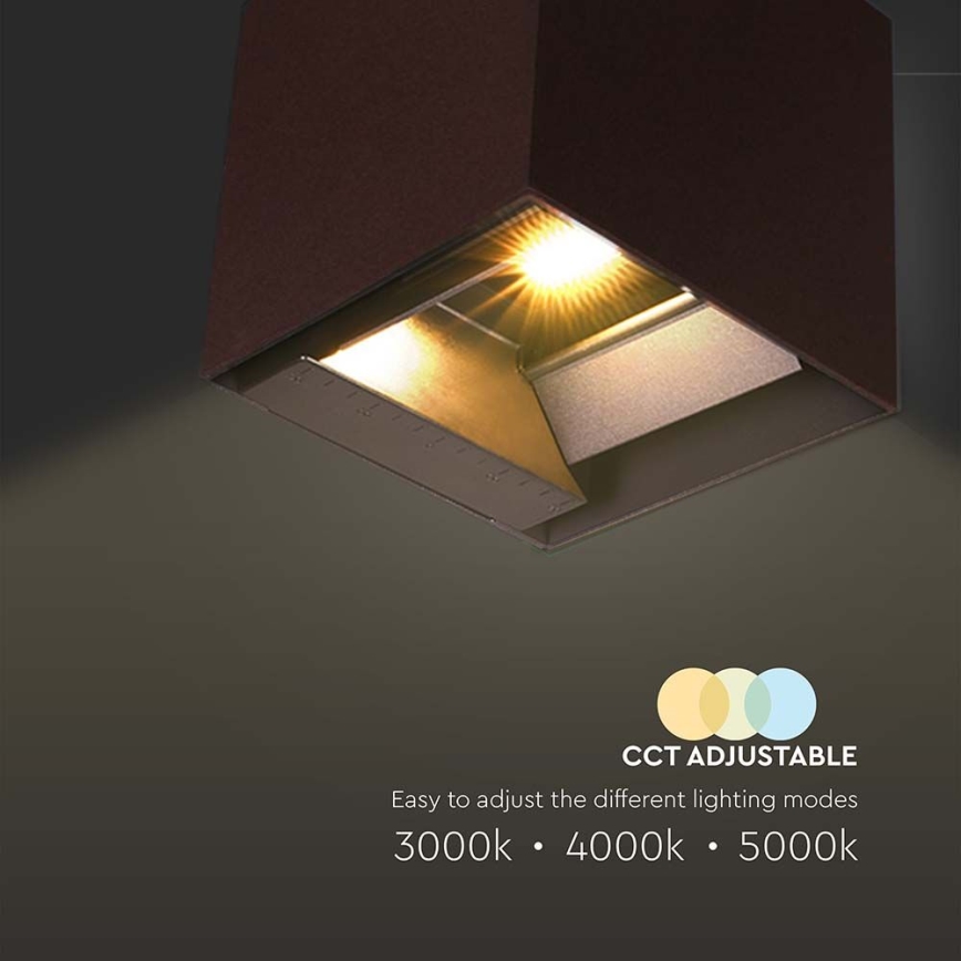 LED Saules enerģijas sienas lampa ar sensoru LED/9W/3,7V 3000/4000/5000K 2600 mAh IP65 brūna