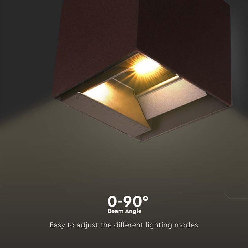 LED Saules enerģijas sienas lampa ar sensoru LED/9W/3,7V 3000/4000/5000K 2600 mAh IP65 brūna
