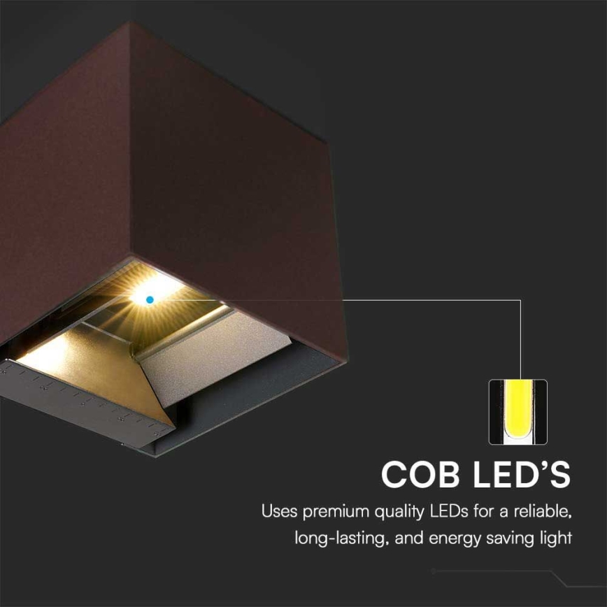 LED Saules enerģijas sienas lampa ar sensoru LED/9W/3,7V 3000/4000/5000K 2600 mAh IP65 brūna