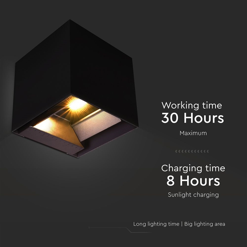 LED Saules enerģijas sienas lampa ar sensoru LED/9W/3,7V 3000/4000/5000K 2600 mAh IP65 melna