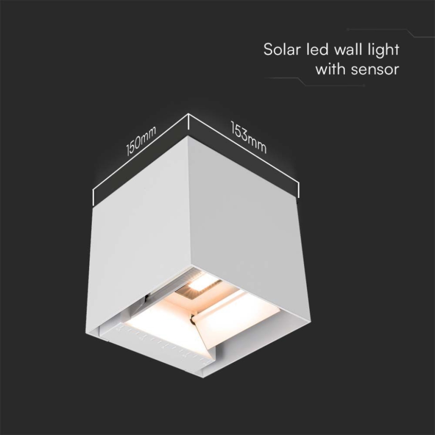 LED Saules enerģijas sienas lampa ar sensoru LED/9W/3,7V IP65 3000K balta