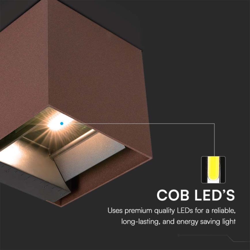 LED Saules enerģijas sienas lampa ar sensoru LED/9W/3,7V IP65 4000K brūna
