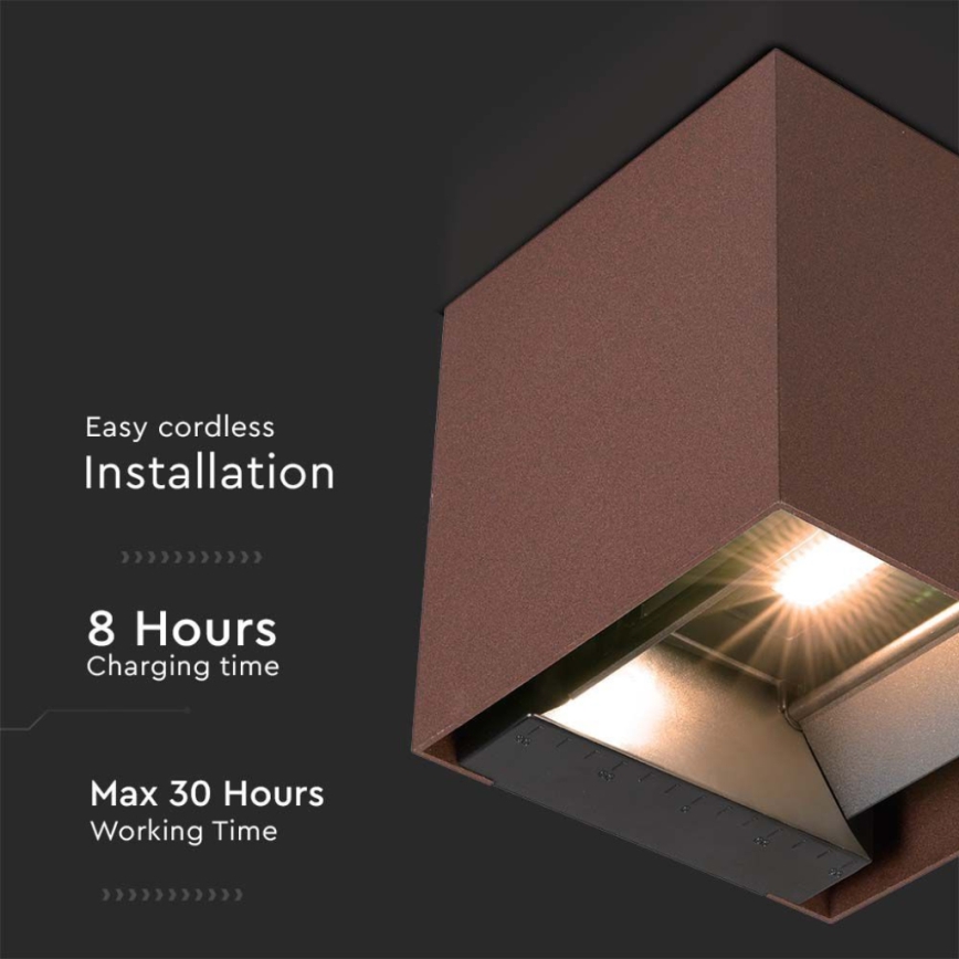 LED Saules enerģijas sienas lampa ar sensoru LED/9W/3,7V IP65 4000K brūna