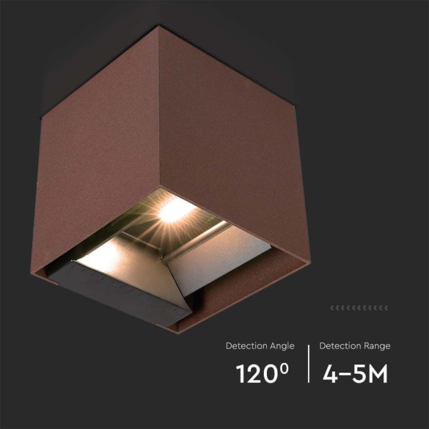 LED Saules enerģijas sienas lampa ar sensoru LED/9W/3,7V IP65 4000K brūna