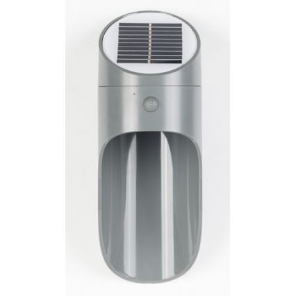 LED Saules enerģijas sienas lampa ar sensoru PALESA LED/1W/3,7V IP65 1800 mAh pelēka