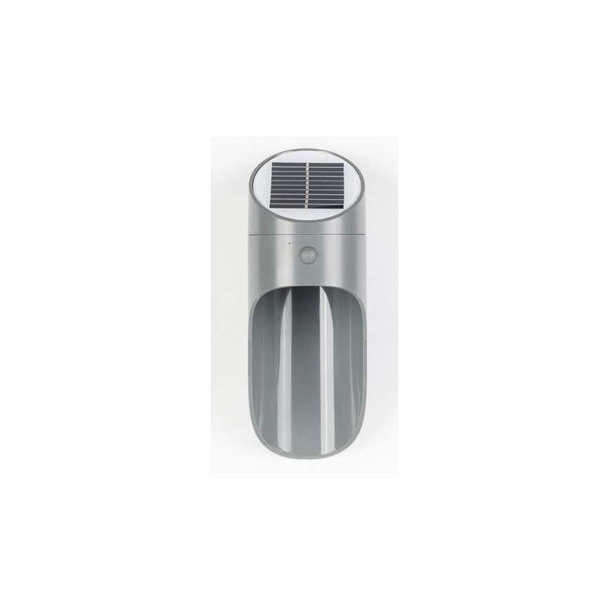 LED Saules enerģijas sienas lampa ar sensoru PALESA LED/1W/3,7V IP65 1800 mAh pelēka