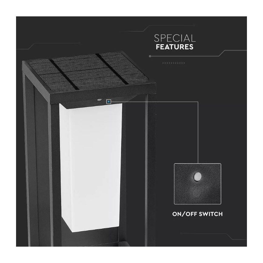 LED Saules enerģijas sienas lampa ar sensoru SAMSUNG CHIP LED/2W/3,7V IP65 2600 mAh
