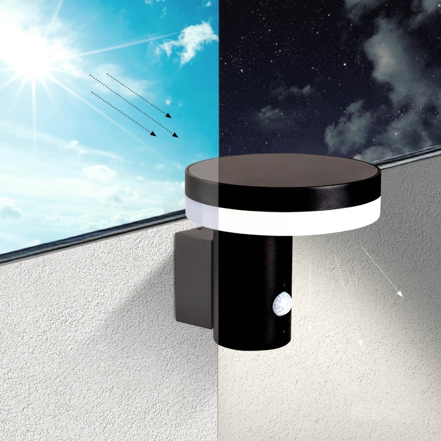 LED Saules enerģijas sienas lampa ar sensoru SOLARIS3 LED/5,5W/3,7V 4000K IP44 2600 mAh