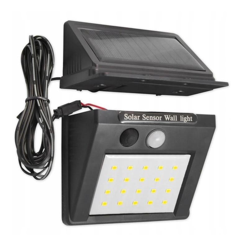 LED Saules enerģijas sienas lampa ar sensoru un ārējais panelis LED/0,55W/3,7V 1200 mAh IP65