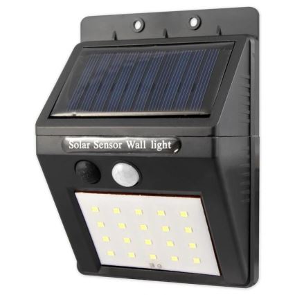 LED Saules enerģijas sienas lampa ar sensoru un ārējais panelis LED/0,55W/3,7V 1200 mAh IP65