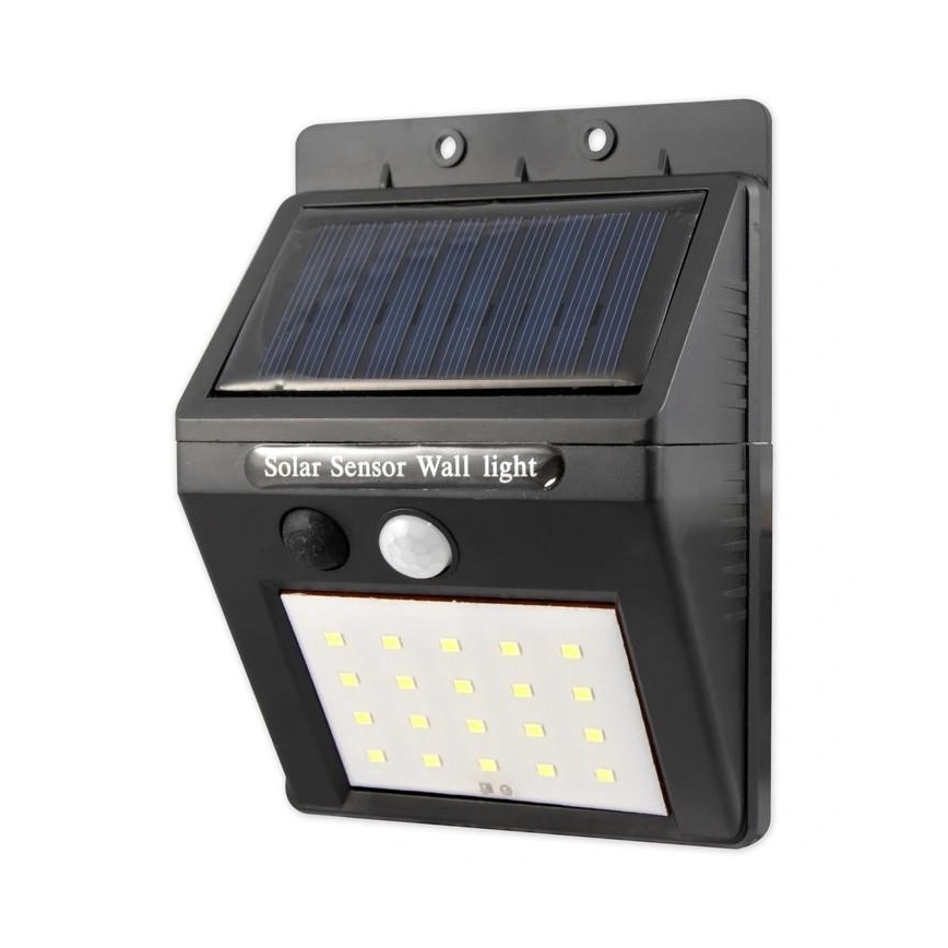 LED Saules enerģijas sienas lampa ar sensoru un ārējais panelis LED/0,55W/3,7V 1200 mAh IP65