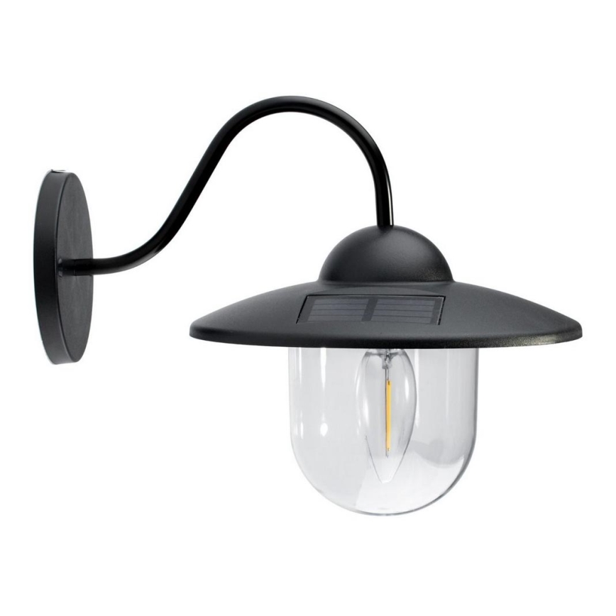 LED Saules enerģijas sienas lampa LED/0,5W/1,2V 600 mAh IP44 melna