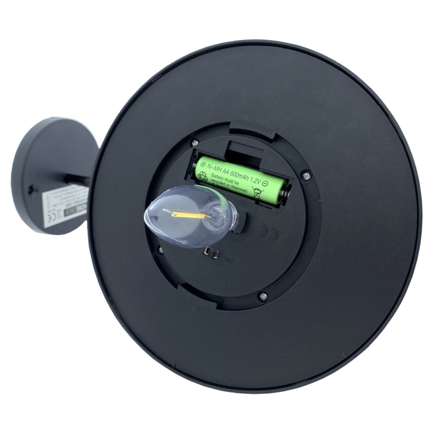 LED Saules enerģijas sienas lampa LED/0,5W/1,2V 600 mAh IP44 melna