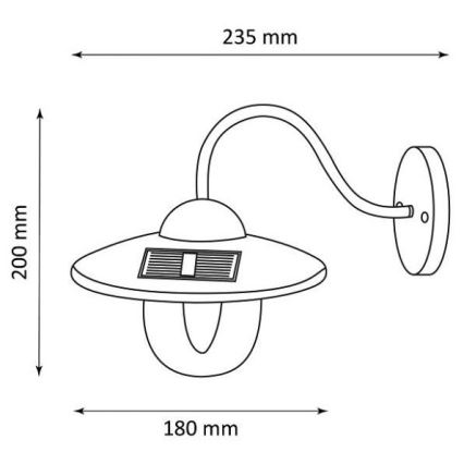 LED Saules enerģijas sienas lampa LED/0,5W/1,2V 600 mAh IP44 melna