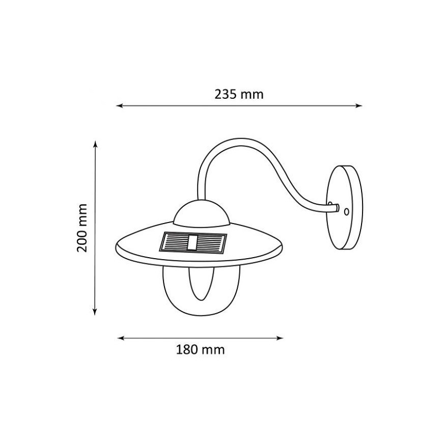 LED Saules enerģijas sienas lampa LED/0,5W/1,2V 600 mAh IP44 melna
