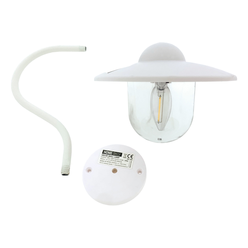 LED Saules enerģijas sienas lampa LED/0,5W/1,2V 600 mAh IP44 balta