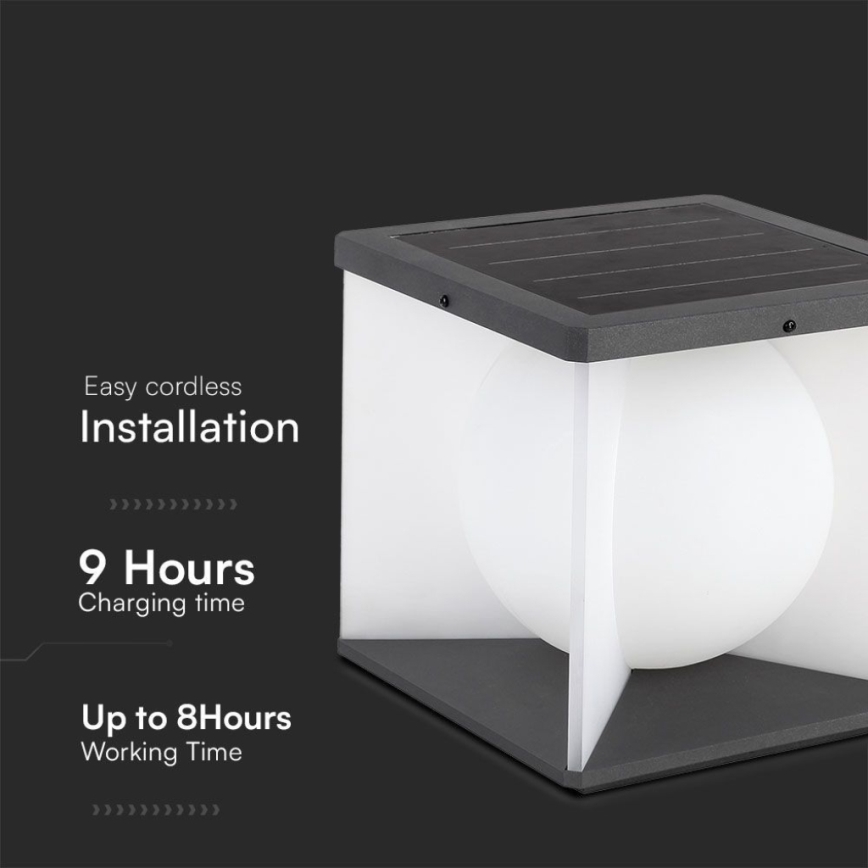 LED Aptumšojama saules enerģijas sienas lampa LED/3W/3,7V IP65 3000K 2600 mAh + tālvadības pults