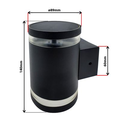 LED Saules enerģijas sienas lampa LED/5V IP44 melna