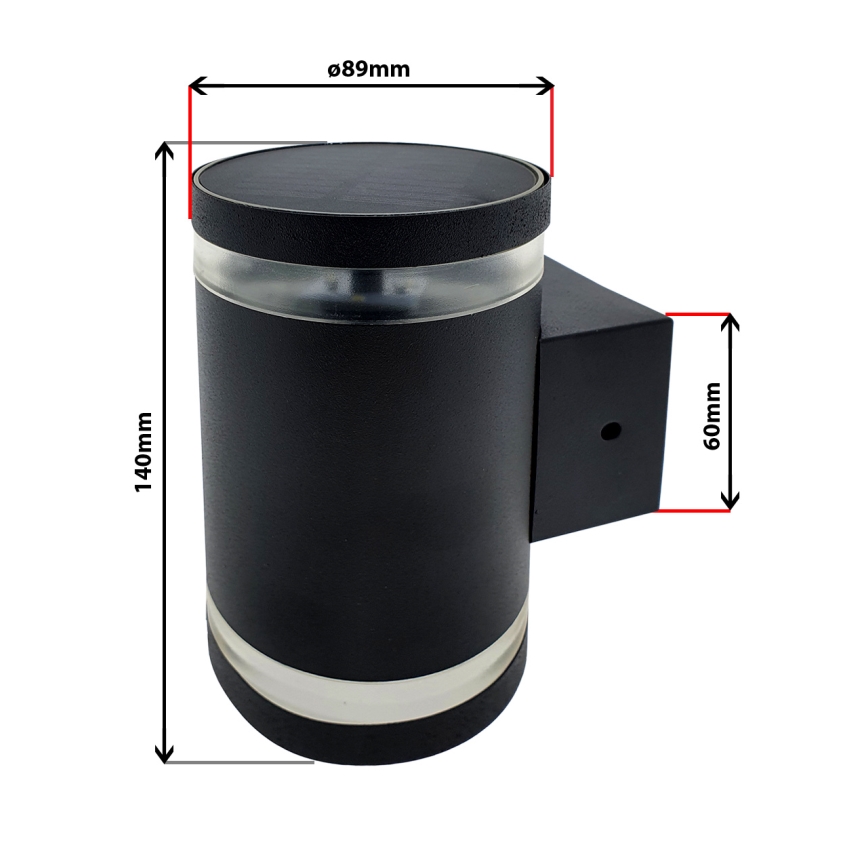 LED Saules enerģijas sienas lampa LED/5V IP44 melna