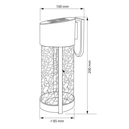 LED Saules enerģijas sienas lampa VETRO LED/1,2V IP44