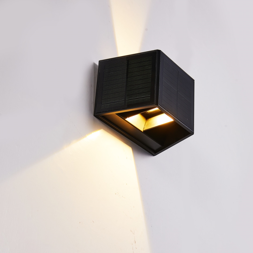 LED Saules enerģijas sienas lampa WINGS LED/2W/1300 mAh 3,7V 3000K IP54 melna