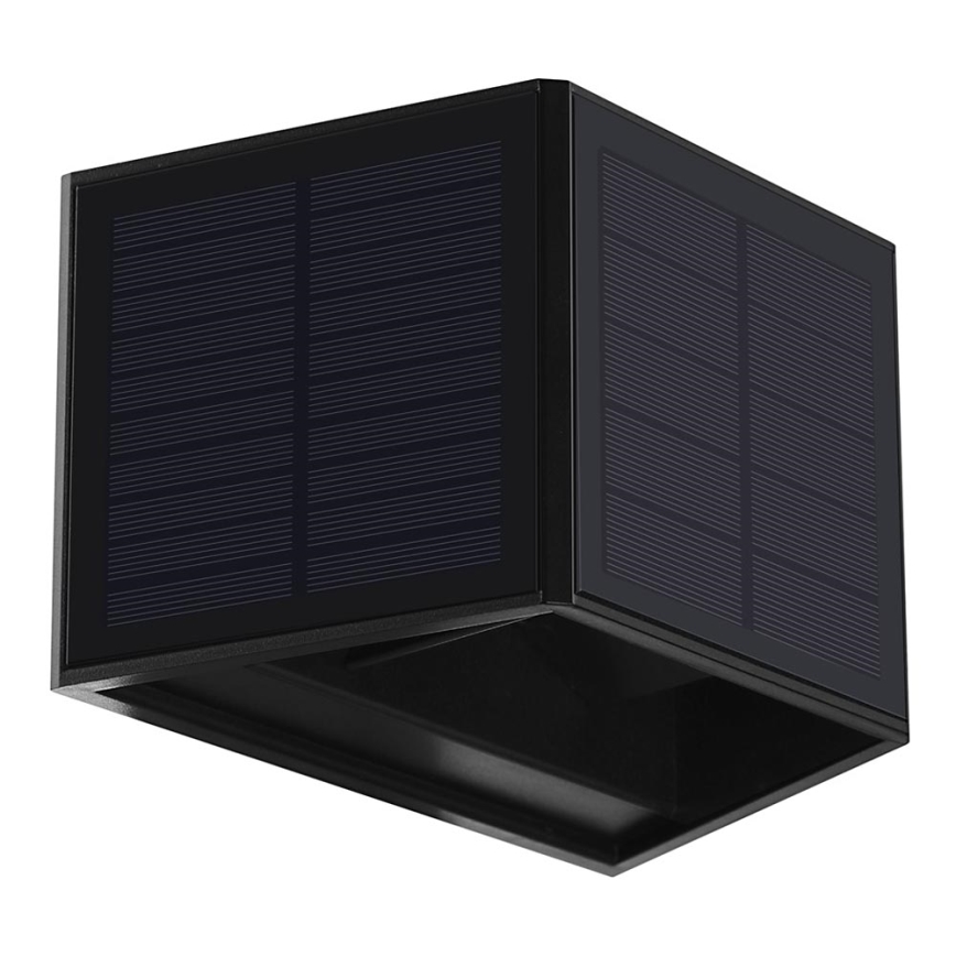 LED Saules enerģijas sienas lampa WINGS LED/2W/1300 mAh 3,7V 6000K IP54 melna