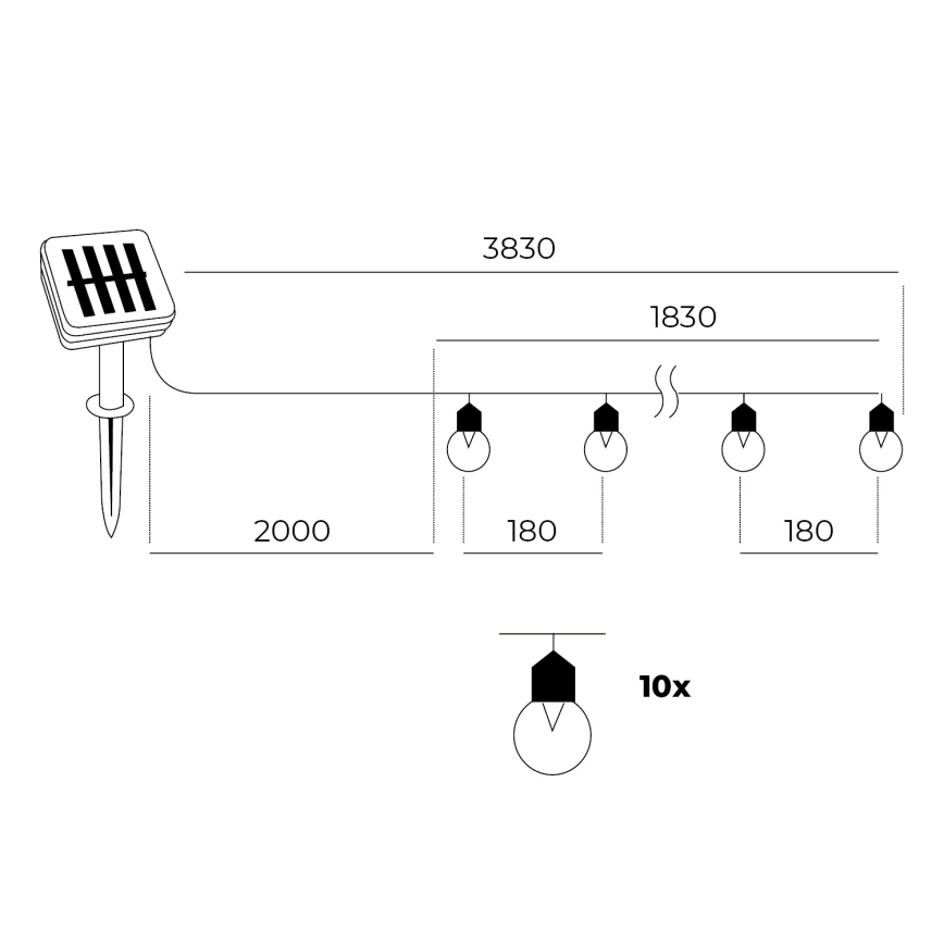 LED Saules enerģijas virtene 10xLED/0,12W/1,2V 1xAA IP44 6000K