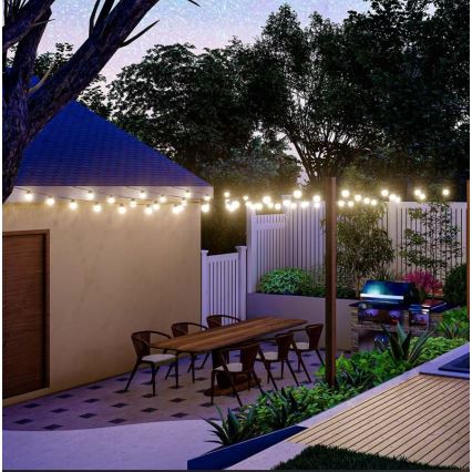 LED Saules enerģijas virtene 10xLED/0,5/4,5V 12 m 3000K IP44 1200 mAh + tālvadības pults