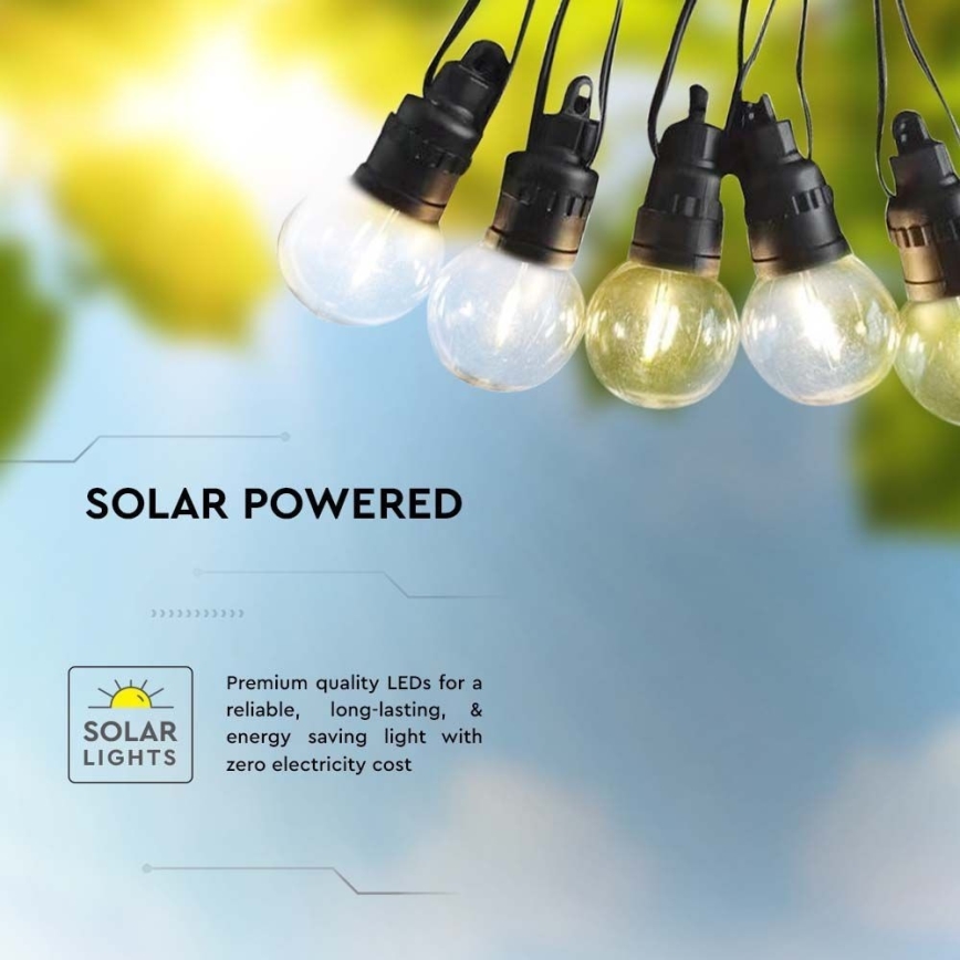 LED Saules enerģijas virtene 10xLED/0,5/4,5V 12 m 3000K IP44 1200 mAh + tālvadības pults